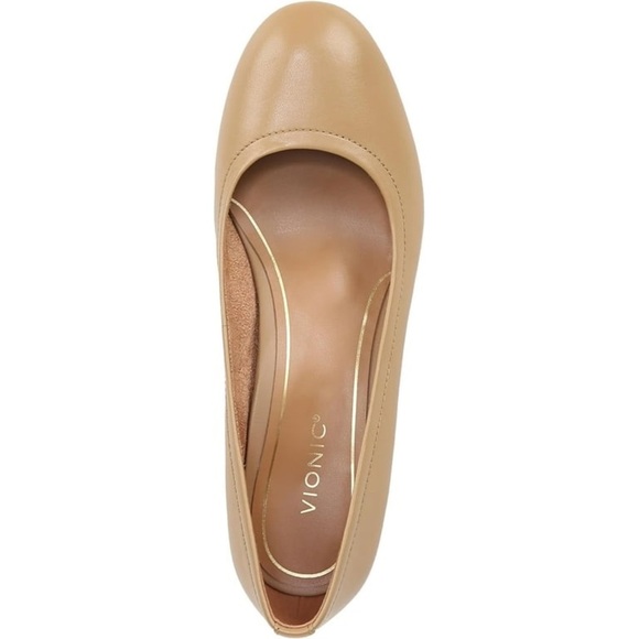 Vionic Tan Block Heel Shoes Vionic Carmel Women's Heels Carmel Nappa Size - Picture 4 of 10